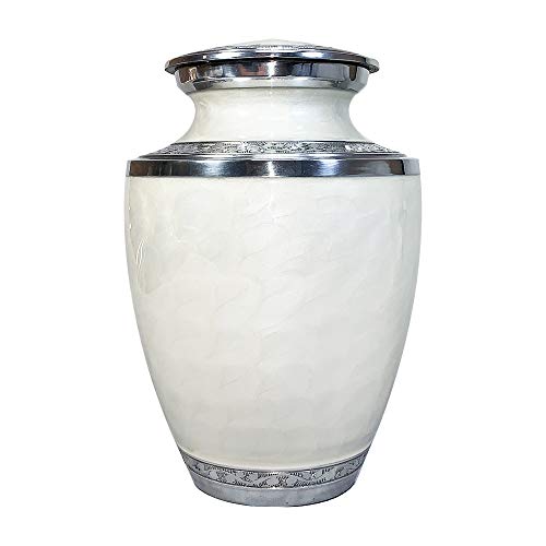 Extra Large Companion Human Funeral Cremation Urn, Personalized Double Urn for Two Adults (White) - color: White