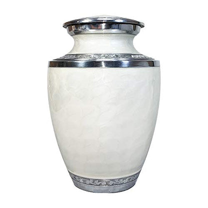 Extra Large Companion Human Funeral Cremation Urn, Personalized Double Urn for Two Adults (White) - color: White