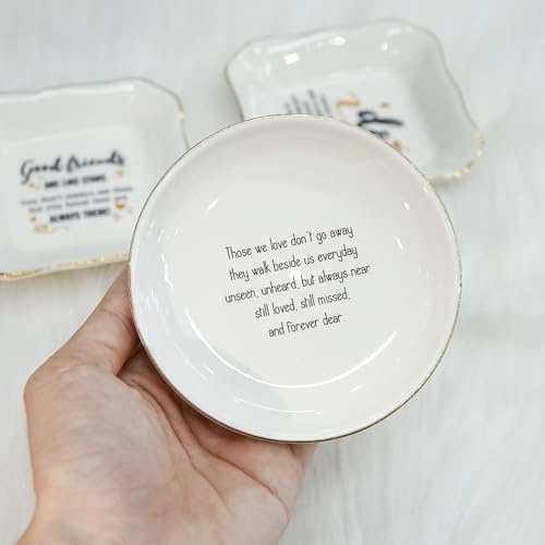 Customized Circle Ring Dish, White Ceramic Memory Dish, Trinket Storage For Sympathy, Grief Gift, Friendship Family, Pet Sympathy - Those We Love Don't Go Away - color: Sympathy 2