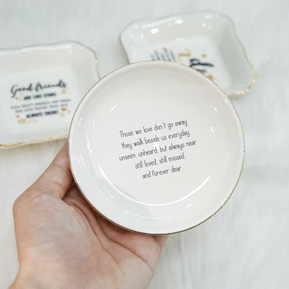 Customized Circle Ring Dish, White Ceramic Memory Dish, Trinket Storage For Sympathy, Grief Gift, Friendship Family, Pet Sympathy - Those We Love Don't Go Away - color: Sympathy 2