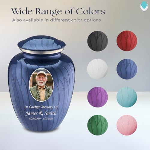 Geturns Embrace Adult Personalized Picture Cremation Urns for Human Ashes I Large Photo Pearl Cobalt Blue Funeral Urn for Men and Women I 200 lbs - color: Pearl Cobalt Blue