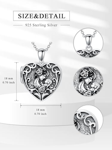 Personalized Heart Locket Necklace That Holds Pictures 925 Sterling Silver Custom Photo Lockets Necklaces Jewelry Gifts for Family Women Lover - color: Mother and daughter B, style: Locket Only