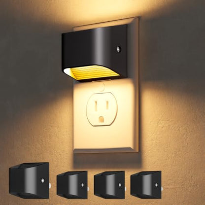 NIORSUN Night Lights Plug Into Wall, Auto On/Off, 4 Pack, Black, 3000K - color: Black, size: 4 Pack