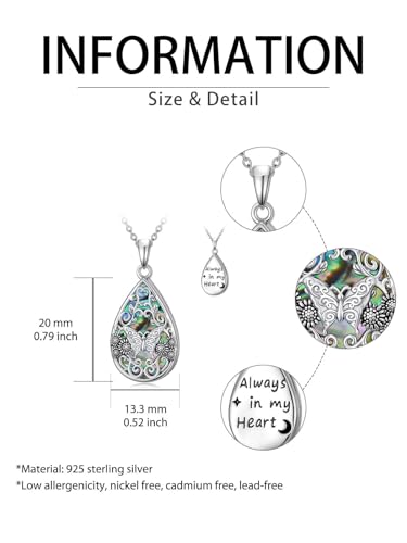 WINNICACA Urn Necklaces for Ashes 925 Sterling Silver Butterfly Hummingbird Dragonfly Teardrop Ash Necklace Cremation Jewelry Urn Pendants for Women Memorial Gifts for Birthday Christmas Funeral - style: 4-Butterfly Urn Necklace