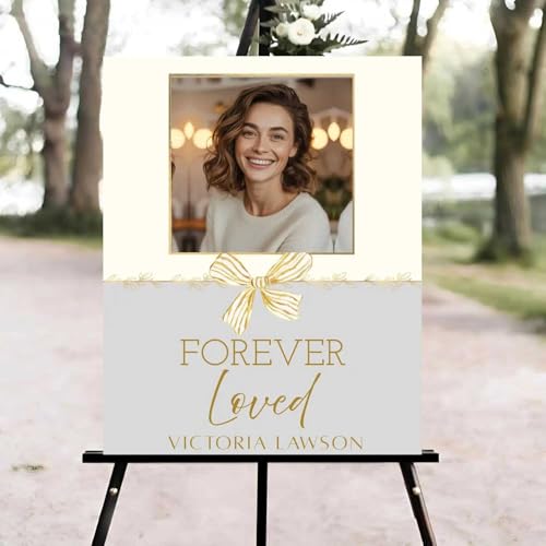 Celebration of Life Welcome Sign, Editable Gold Elegant Funeral Welcome Sign, in Loving Memory Sign, Celebration of Life Funeral Sign, Celebration of Life Sign, Funeral Photo Sign #Jg11 - color: Version #23