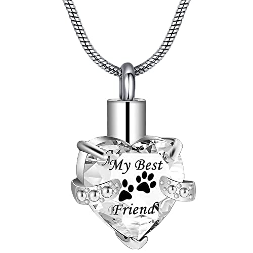 Cremation Jewelry for Ashes for Dog Cat Waterproof Pet Memorial Urn Pendant Necklace for Ashes - color: ZMBF-Clear