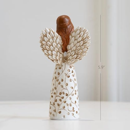 Remembrance Angel Figurines,Sympathy Gift for Loss of Loved One, Memorial Keepsake for Women - Sculpted Hand-Painted Figurine to Hold Each One Safely in Your Heart, Grief Gifts embracing Willow Heart - color: White-2