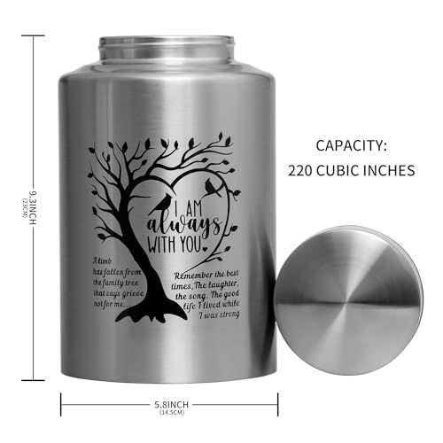 Urns for Human Ashes Cremation Funeral Burial Urn for Male Female Metal Urn | Stainless steel, Personalized, Large Up to 220lbs, Decorative Urns, Urnas Para Cenizas Humanas Adultos, Tree of Life - size: Love Tree Silver