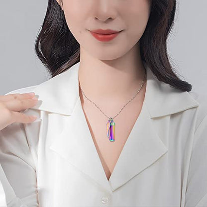 Imrsanl Cremation Jewelry for Ashes Pendant Urn Necklace Cylinder with Glass Vial Keepsake Ashes Memorial Jewelry - color: Colorful