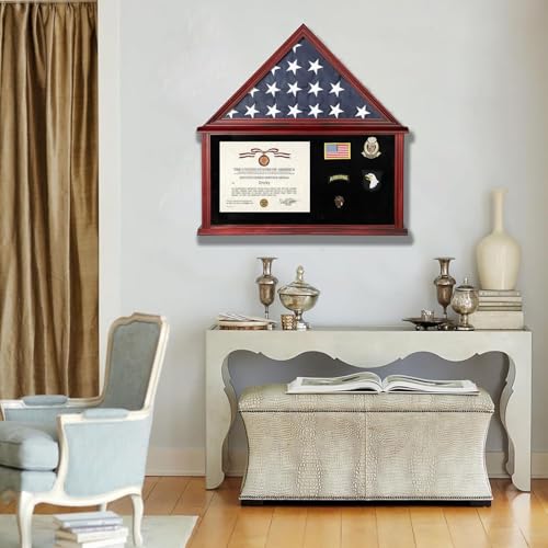 Large Burial Flag Shadow Box 5x9.5 Wooden Certificate Holder Mahogany - size: Large-Mahogany