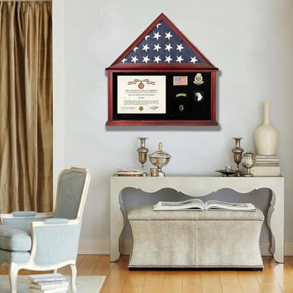 Large Burial Flag Shadow Box 5x9.5 Wooden Certificate Holder Mahogany - size: Large-Mahogany