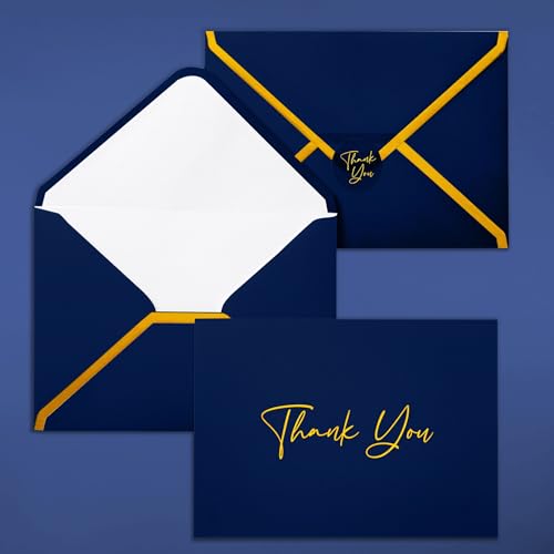 Mr. Pen- Blank Thank You Cards with Envelopes, 20 Pack, 4x6 | Gold Foil Thank You Notes with Envelopes, Navy Blue Wedding Thank You Cards Wedding, Thank You Note Cards, Fathers Day Gift - color: Navy Blue