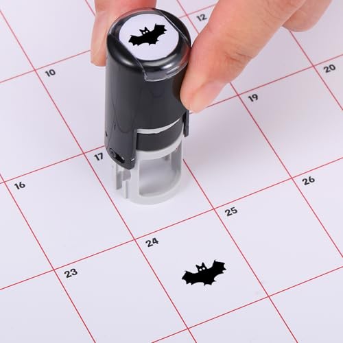 Supervitae 2 Pack Halloween Black Bat Print Stamps Ink Stamper | Mini Self Inking Stamps for Classroom Party Educational Learning Activities Craft Supplies - color: Black, style: Bat