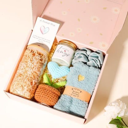 Get Well Soon Gift Baskets for Women After Surgery, Care Package, Sympathy Gift Baskets, thinking of you gifts, Encouragement, Surgery Recovery gifts For Mom Her Friend Sister Wife - color: Blue