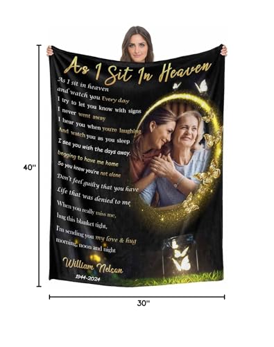 Custom Memorial Blanket with Photo - Sympathy Gift for Loss of Loved One - color: Style 13