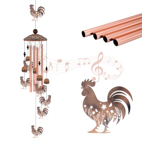 Chicken Wind Chimes for Outside, 35'' Metal Rooster WindChimes | Gifts for Women/Men, Decoration for Outdoor, Home, Garden, Patio, Backyard - size: 35''-Rooster