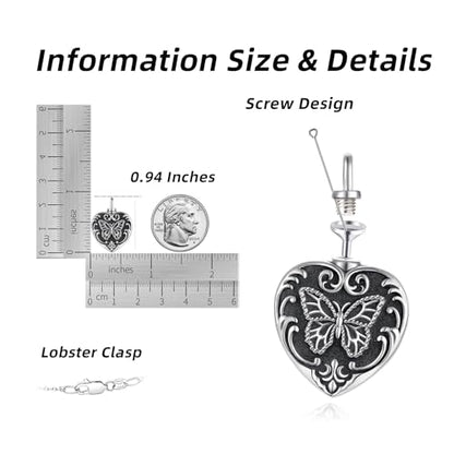 Flower Cute Animal Sterling Silver Pendant Urn Ashes Necklace for Women BF0709 - color: Heart *Butterfly 1