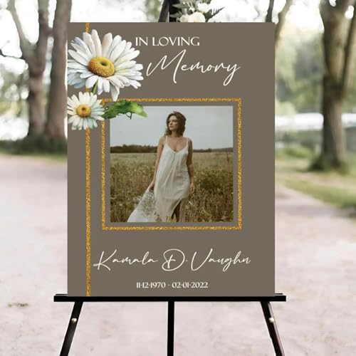 Wildflower White Daisies Celebration of Life Welcome Sign, Funeral Welcome Sign, in Loving Memory Sign, Celebration of Life Funeral Sign, Celebration of Life Sign, Memorial Sign with Photo #Tf222 - color: Version #25