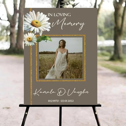 Wildflower White Daisies Celebration of Life Welcome Sign, Funeral Welcome Sign, in Loving Memory Sign, Celebration of Life Funeral Sign, Celebration of Life Sign, Memorial Sign with Photo #Tf222 - color: Version #25