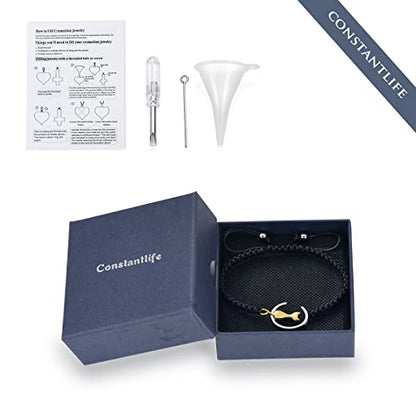 constantlife Cat Cremation Urn Bracelet for Pet Ashes Handmade Braided Rope Adjustable Bangle Stainless Steel Urn Bangle Memorial Jewelry - color: Customize