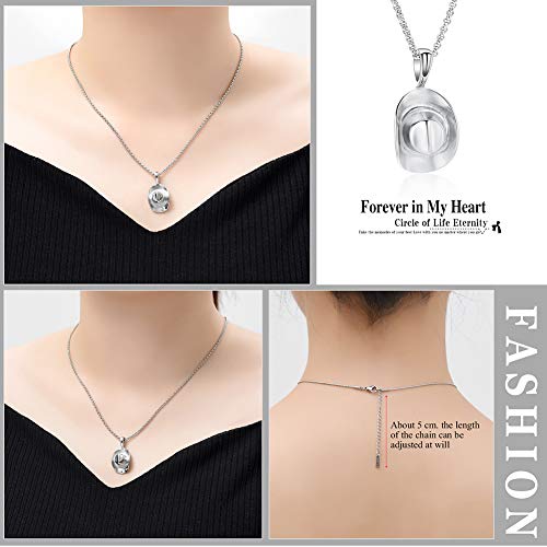 Hearbeingt Cowboy Hat Urn Necklace for Ashes Cremation Jewelry - color: Silver