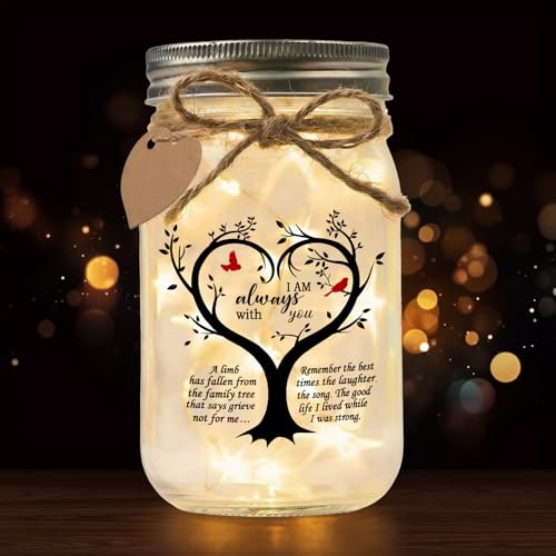 Jar Night Light, Glass Lamp, 5x3 Inch, Memorial Gift Memorial - color: I Am Always With You