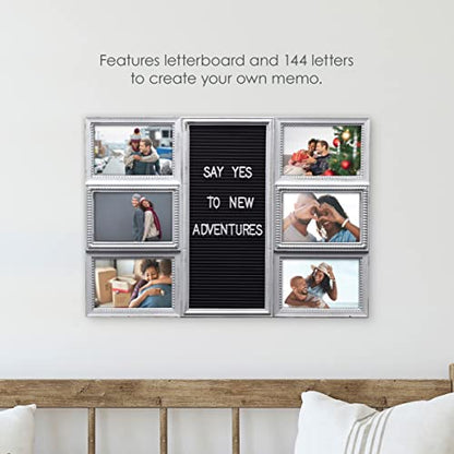 MELANNCO Customizable Letterboard 6-Opening Photo Collage Frame, 20 x 14 Inch, Distressed White - color: Distressed White, size: 20x14 - 6 Opening