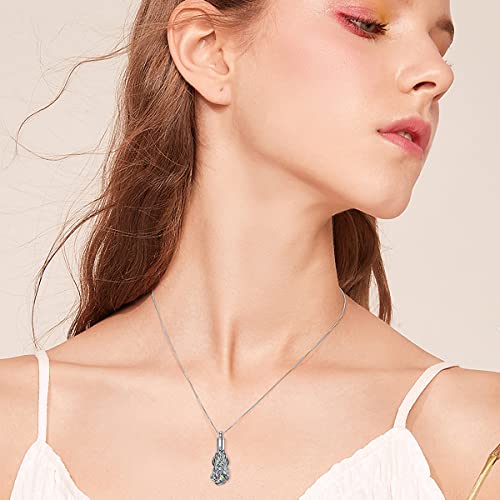 PELOVNY Urn Necklace for Ashes 925 Sterling Silver Butterfly Dragonfly Bee Phoenix Hummingbird Urn Necklaces Animal Crystal Cremation Jewelry for Ashes Cat Dog Pet Memorial Gifts - color: 15-Phoenix Urn A