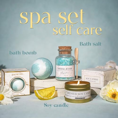 AHAGIFTREE Birthday Gifts for Women Self Care Gifts Get Well Soon Gifts Baskets with Moon lamp for Women After Surgery,11PC Spa,Thinking of You Gift, Care Package for Mom Friend (Turquoise) - color: Turquoise