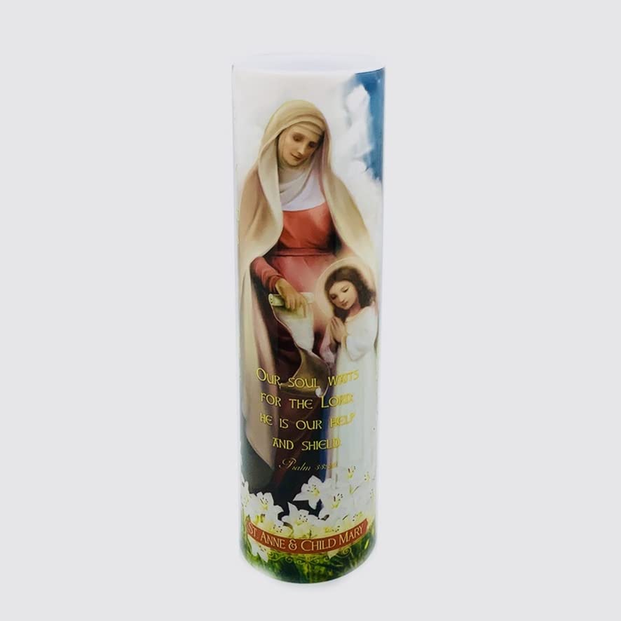 St Anne with Child Mary LED Prayer Candle and Devotional Candle - Child Mary and St. Anne