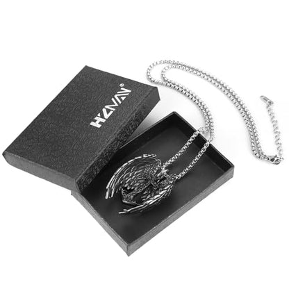 HZMAN Angel Wing Necklace for Men Women Stainless Steel Gothic Punk Angel Wing Cross/Angel Pendant Faith Amulet Jewelry Gift - color: Anchor
