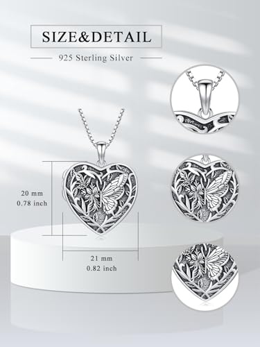 Dorunmo Locket Necklace 925 Sterling Silver Pictures Photo Keep Someone Near to You Custom Lockets Mother's Day Jewelry Personalized Photo Locket Gifts - color: I-Butterfly, style: Locket Only