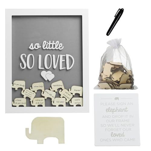 Pearhead So Little So Loved Wooden Elephant Guestbook Frame, 65 Tokens - style: Elephant Guest Book Frame
