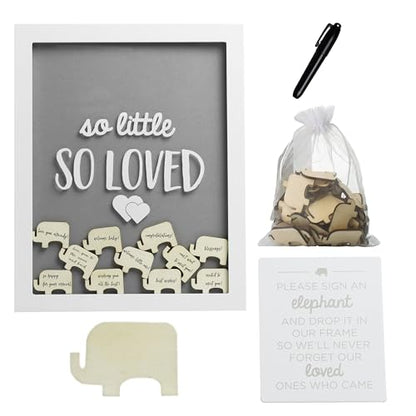 Pearhead So Little So Loved Wooden Elephant Guestbook Frame, 65 Tokens - style: Elephant Guest Book Frame