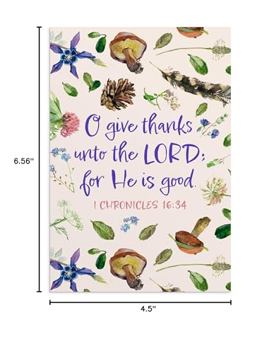 DaySpring - We Give Thanks - 4 Nature Design Assortment with Scripture - King James Version - 12 Thank You Boxed Cards & Envelopes (U0061)