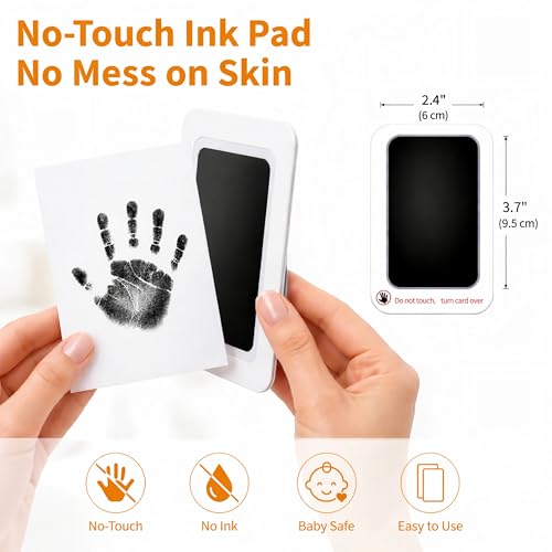 Inkless Baby Hand and Footprint Kit | Pet Memorial Paw Print Kit,Black Ink Pad 4 Pack - color: Black