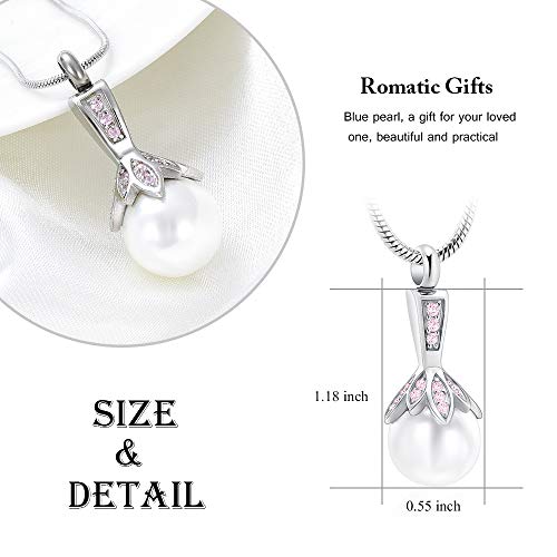 Memorial Jewelry Pearl Urn Necklace - Cremation Ashes Holder Keepsake for Women - color: Pink