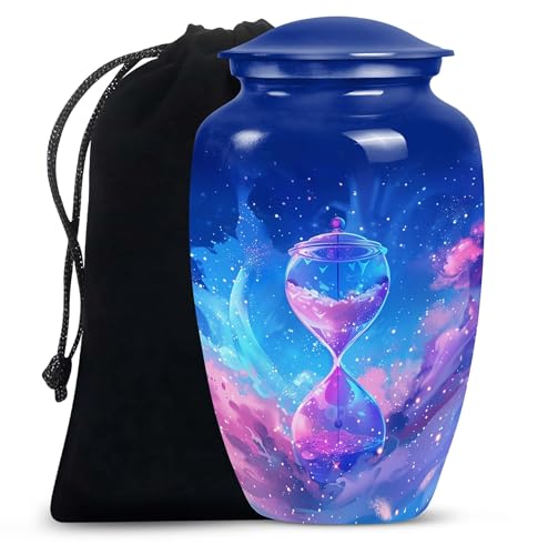 Galactic Sands Time - Human Remain Urn - Large Decorative Urn - 10 Inch - Large with Velvet Bag - Decorative Urn - Cremation Urn Human Ashes - Funeral Cremation Urn for Ashes - Ashes Urn Adult