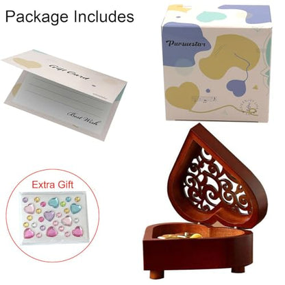 Pursuestar Can't Help Falling in Love Music Box, Heart Shaped Vintage Hollow Out Wood Mechanism YunSheng Movement Wind Up Musical Box Gifts for Birthday Mother's Day Valentine's Day - style: Can't Help Falling in Love