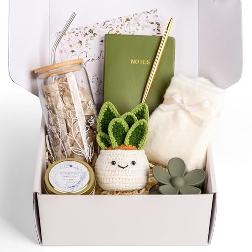 Get Well Care Package for Women - Feel Better Soon Basket, Sympathy and Thinking of You Gifts After Surgery Recovery - color: Green Snake Plant