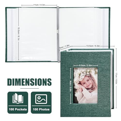 Photo Album 4x6 100 Pockets, Linen Cover Top Loader Vertical, Slip-in Picture Dark Green Pockets Albums for Wedding, Family, Anniversary, Baby, Vacation - color: Dark Greed, size: 100 Pockets