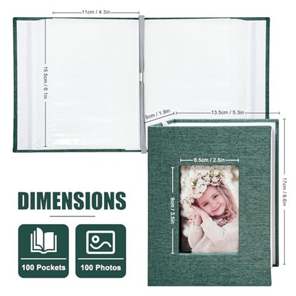 Photo Album 4x6 100 Pockets, Linen Cover Top Loader Vertical, Slip-in Picture Dark Green Pockets Albums for Wedding, Family, Anniversary, Baby, Vacation - color: Dark Greed, size: 100 Pockets