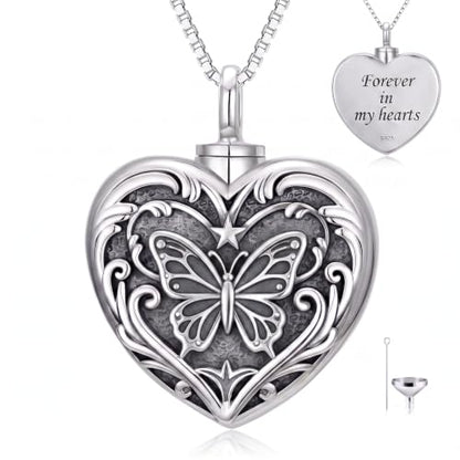 WINNICACA Cremation Jewelry for Ashes Locket Ashes Necklace Urn Necklace for Women Sterling Silver Cremation Necklace for Ashes Fine Keepsake Picture Necklace Memorial Jewelry - style: D04-Butterfly Urn Necklace