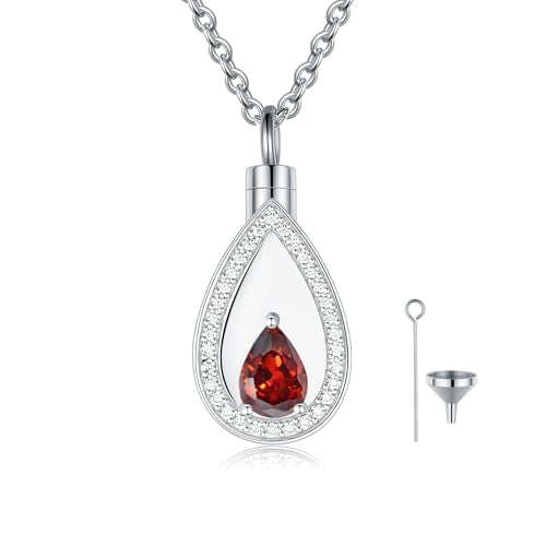 925 Sterling Silver Cremation Jewelry for Ashes Urn Necklace Memorial Teardrop Ashes Keepsake Urns Pendant Necklace for urn Necklaces Ashes Jewelry Gifts - color: Jan.
