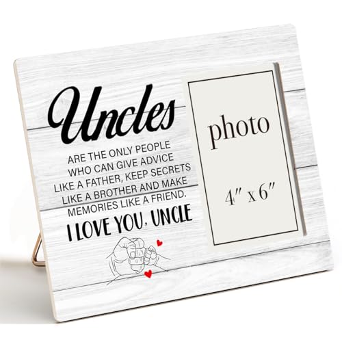 Uncle Wood Picture Frame Gift from Niece Nephew for Birthday, Christmas - color: Uncles