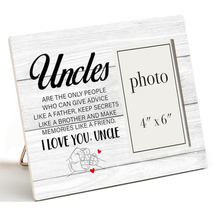 Uncle Wood Picture Frame Gift from Niece Nephew for Birthday, Christmas - color: Uncles