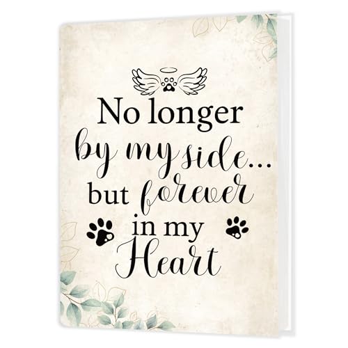 Pet Memorial Gifts Photo Album Holds 36 4x6 Photos, Dog Cat Remembrance Gifts, Pet Loss Sympathy Gift, No Longer by My Side but Forever in My Heart Small Photo Album Memory Keepsake - color: Dog No Longer