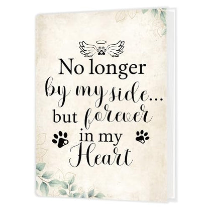 Pet Memorial Gifts Photo Album Holds 36 4x6 Photos, Dog Cat Remembrance Gifts, Pet Loss Sympathy Gift, No Longer by My Side but Forever in My Heart Small Photo Album Memory Keepsake - color: Dog No Longer