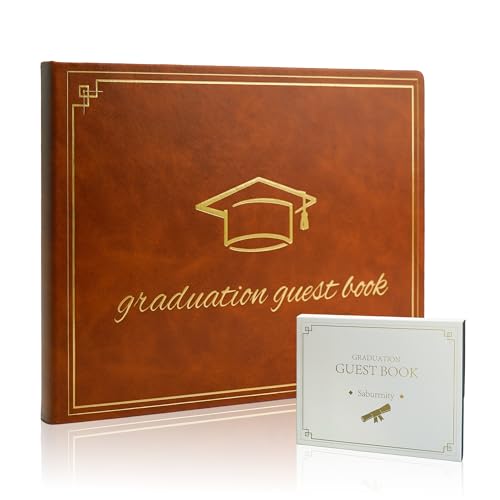 Graduation Guest Book 2026 - Memory Scrapbook for College Gifts Graduation, Guest Book for Graduation Party Sign-In with Custom Message 120 Pages, 7x9 Inch Elegant Graduation Yearbook (Brown) - color: brown