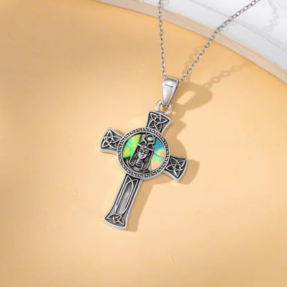 PROESS Cross Necklace for Women Men Sterling Silver Rose/Sunflower Cross Pendant Religious Jewelry Christmas Birthday Mothers' Day Gifts - color: 19-ISIS Goddess